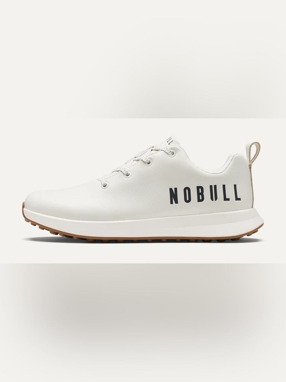 NOBULL Golf Leather Men’s White Low-Profile Trainer with Gum Sole